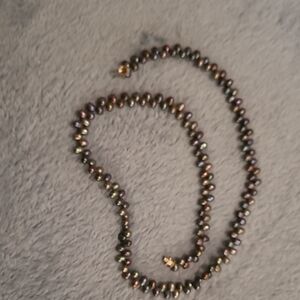 Elegant Handmade Dyed Black Freshwater Seed Pearl Necklace 18"